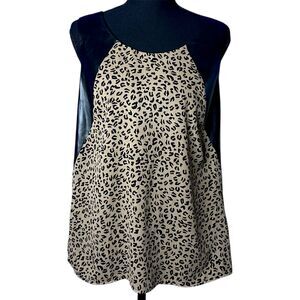 Womens Cheetah Leopard Print Leather Tank Top Sz S Grunge Concert Rocker Animal